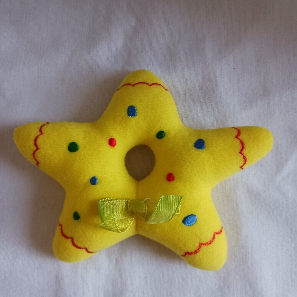 Vintage Eden Plush‎ Yellow Star Rattle 5"